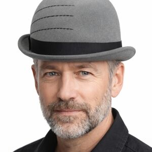 De Luxe | Vintage Bowler Derby Wool Hat Black Ribbon Band